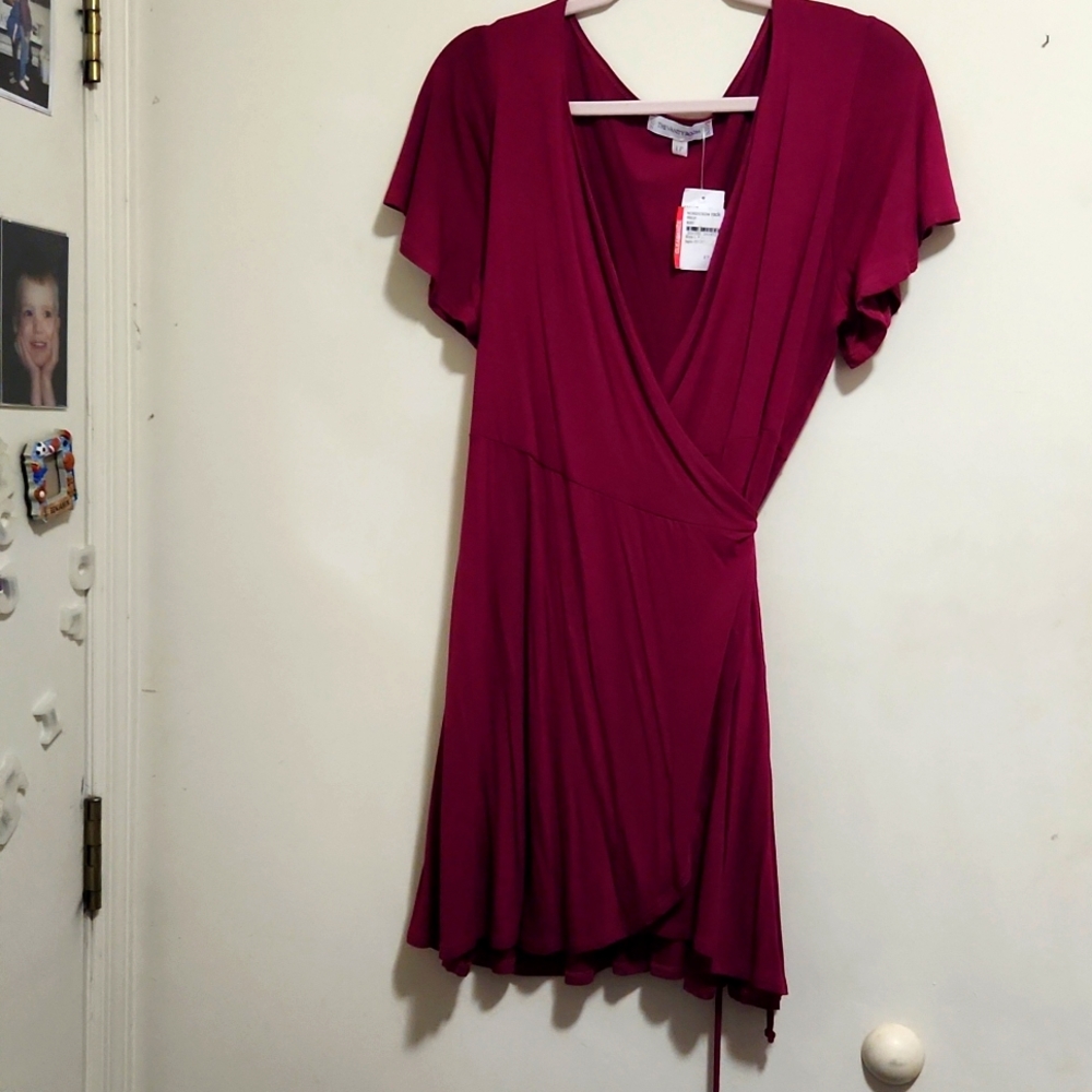 Mini Short sleeved dress/ beach cover-up. True wrap dress, Petite Large